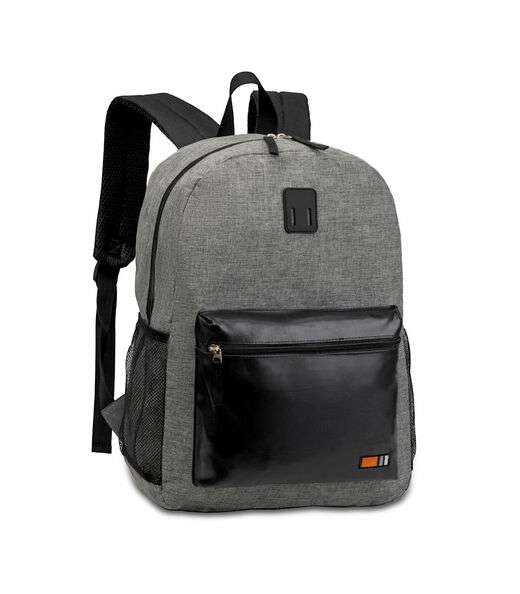 Mochila Masculina Com Bolso frontal em P.U. Clio Cinza