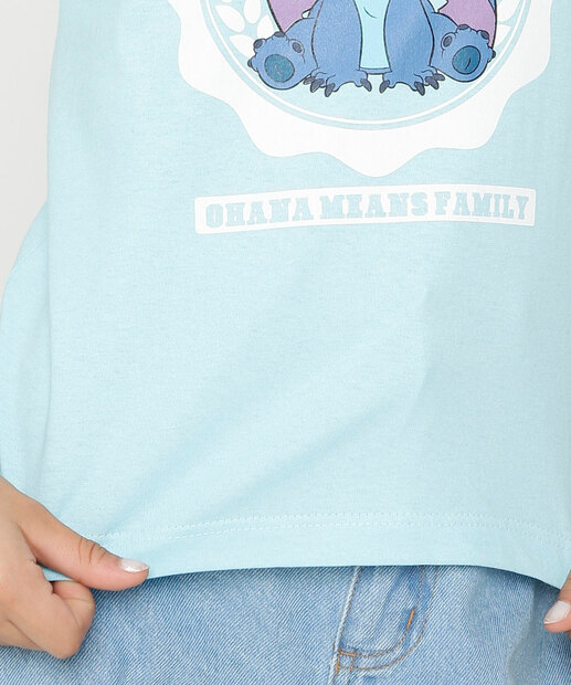 Camiseta Juvenil Manga Curta Estampa Stitch Disney Tam 10 a 16