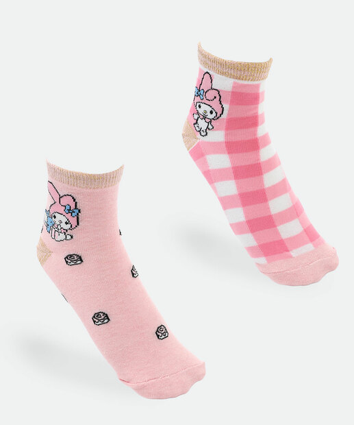 Image_Kit 2 Meias Soquete Feminina My Melody Rosa