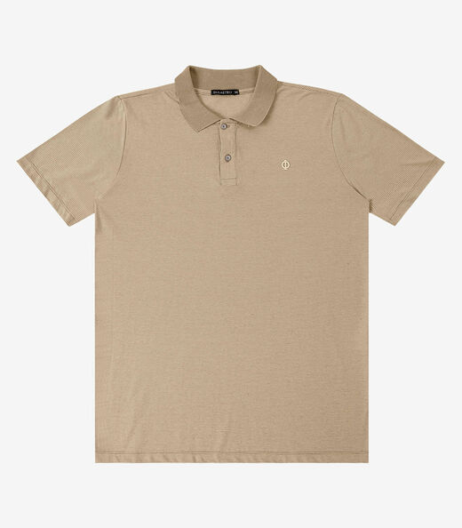 Polo Masculina Meia Malha Listrada Linho Diametro Marrom