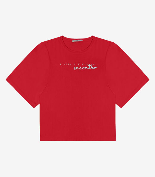 Blusa Feminina Manga Curta em Visco Tricot Endless Vermelho