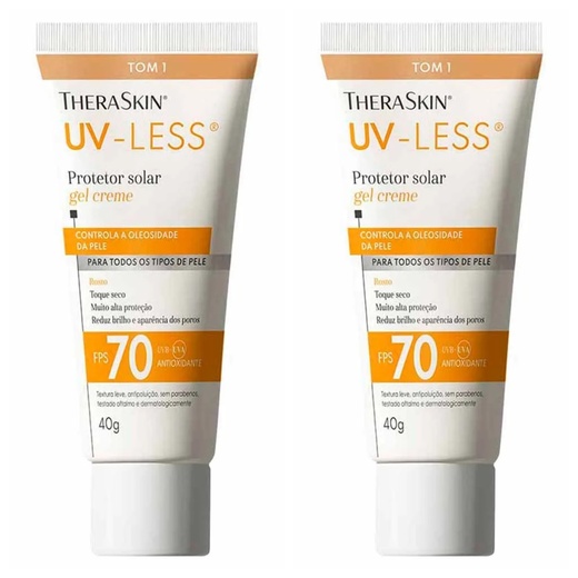 Image_Kit com 2 Unidades de Theraskin Uv-Less Protetor Solar Gel Creme Tom 1 Fps70 40G