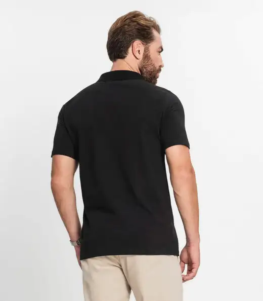 Polo Masculina Com Bolso Cotton Leve Diametro Preto