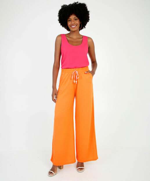 Calça Pantalona Feminina Textura Amarração Marisa