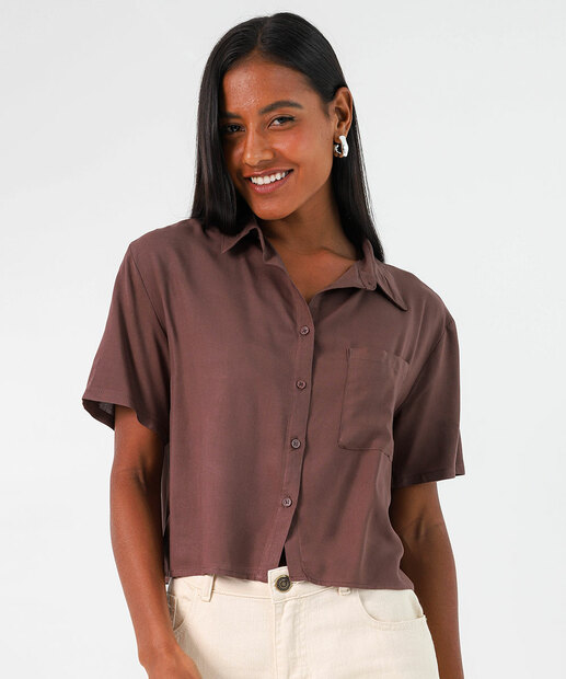 Image_Camisa Feminina Cropped Manga Curta Marisa Marrom
