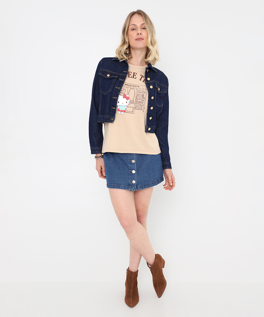 Camiseta Feminina Estampa Hello Kitty Sanrio Bege