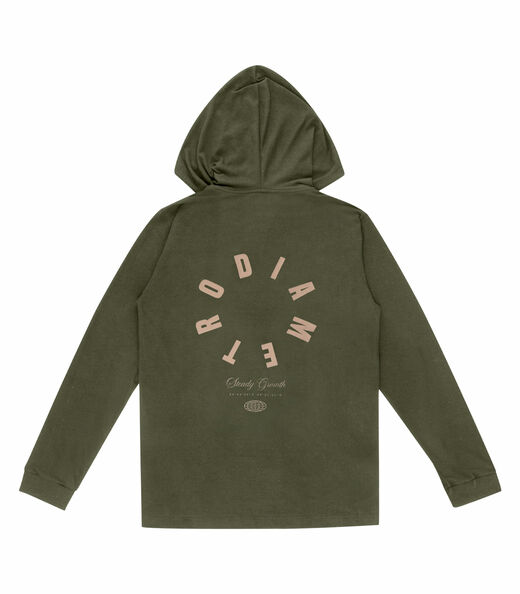 Camiseta Masculina Manga Longa Com Capuz Diametro Verde