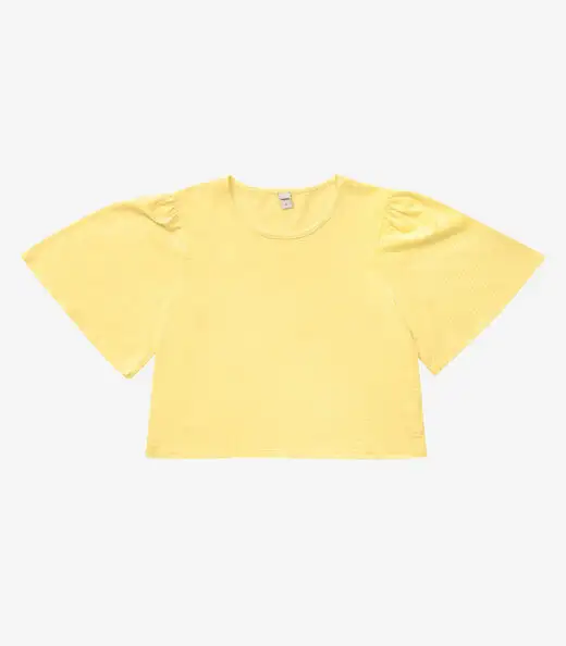 Blusa Feminina Manga Franzida Rovitex Amarelo