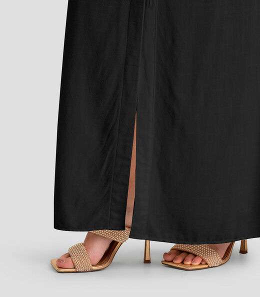 Vestido Longo Feminino em Tecido Linho Dianna Preto