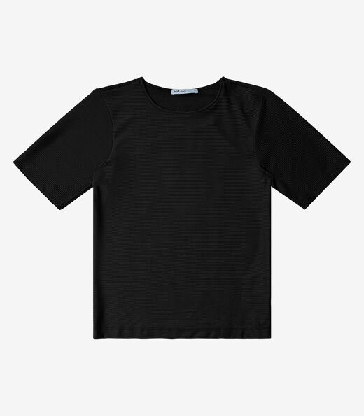 Blusa Feminina Manga Curta em Poly Endless Preto