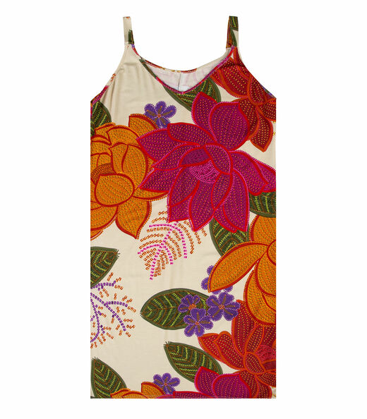 Vestido Estampado Rovitex Bege