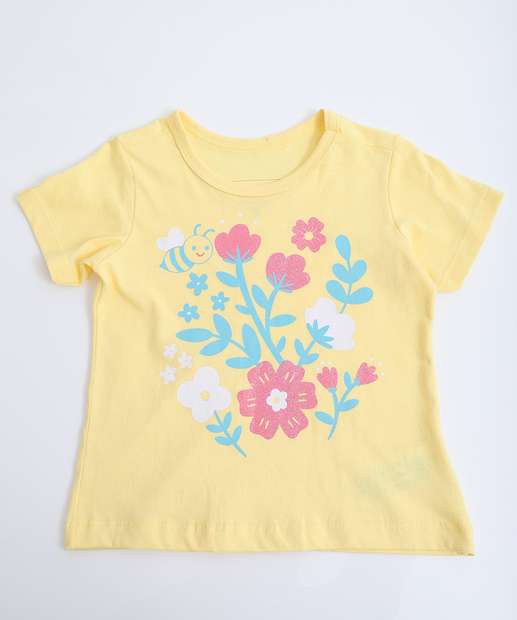 Image_Camiseta Infantil Flores Manga Curta Marisa Tam 1 a 3