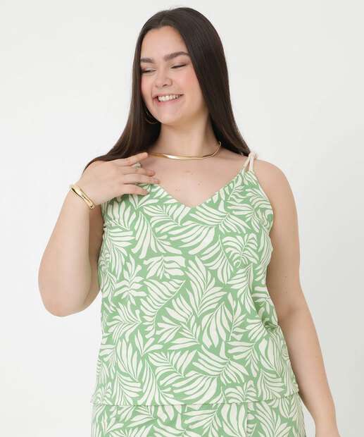 Blusa Plus Size Feminina Estampada Alças Finas Marisa