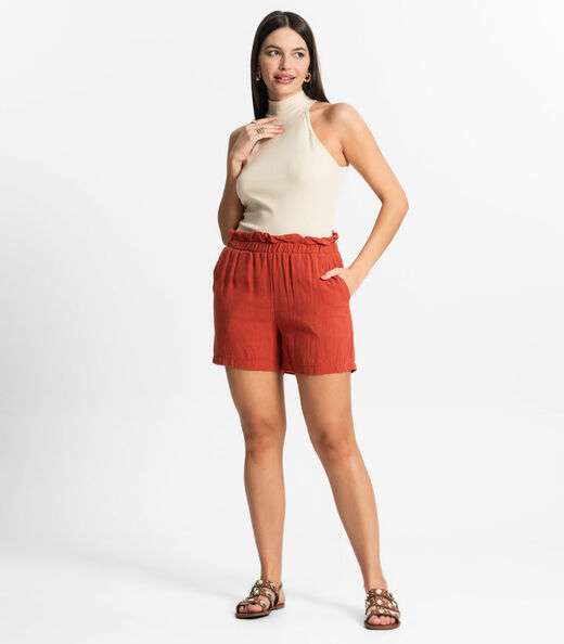 Shorts Feminino Linho Endless Laranja