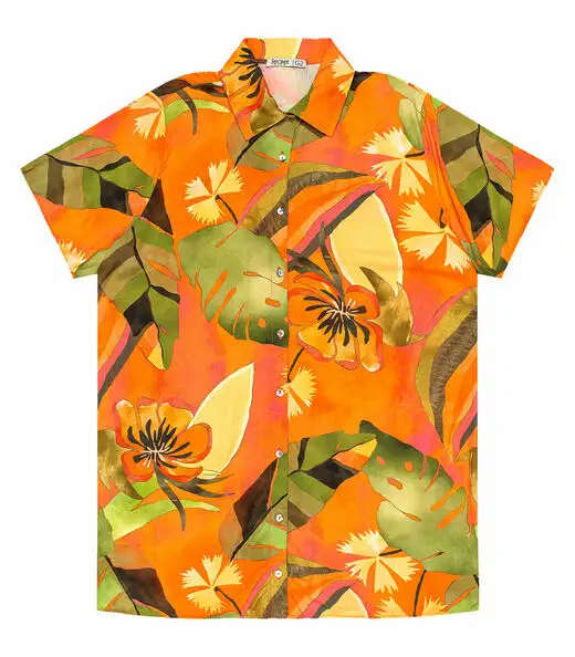 Vestido Chemise Curto Plus Size Secret Glam Laranja