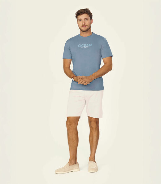 Camiseta Masculina Meia Malha Com Estampa Diametro Azul
