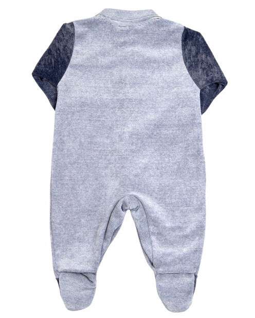 Macacão Bebê Plush Listrado Kid Patinhas - Azul Jeans