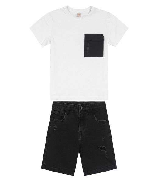 Conjunto Infantil Camiseta Com Bermuda Trick Nick Branco
