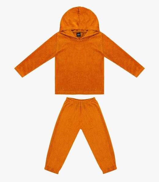Conjunto Infantil  Moletom com Capuz e Calça Select Marrom