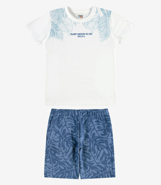 Conjunto Camiseta Com Bermuda Infantil Rovi Kids Branco