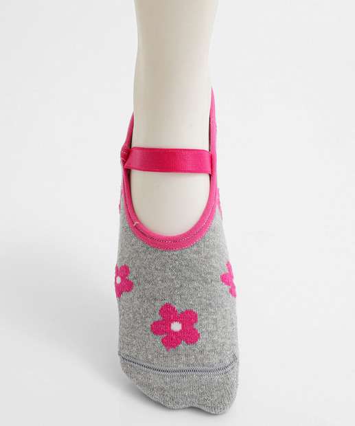 Meia Sapatilha Feminina Antiderrapante Marisa Cinza