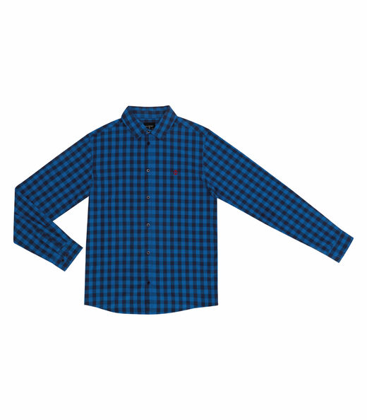 Camisa Masculina Manga Longa Xadrez Diametro Azul