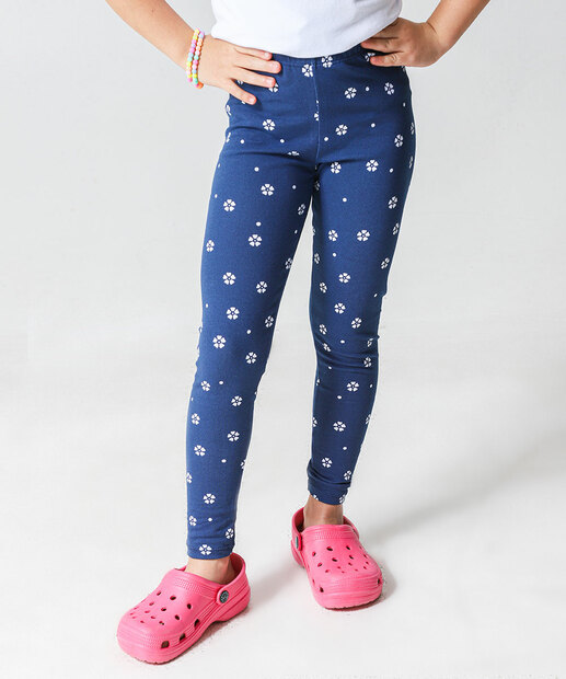 Calça Infantil Legging Flores Marisa Tam 4 a 10 Azul