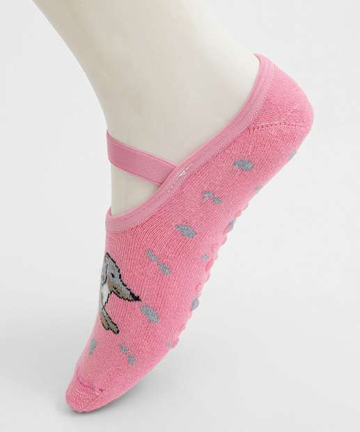 Meia Sapatilha Feminina Antiderrapante Marisa Rosa