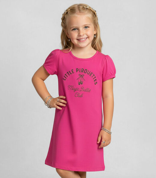 Image_Vestido Infantil Manga Curta Estampado Select Rosa