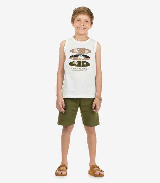 Conjunto Machão com Bermuda Menino Rovi Kids Bege