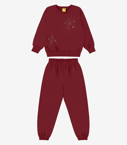 Conjunto Blusão com Calça Moletom Rovi Kids Vermelho
