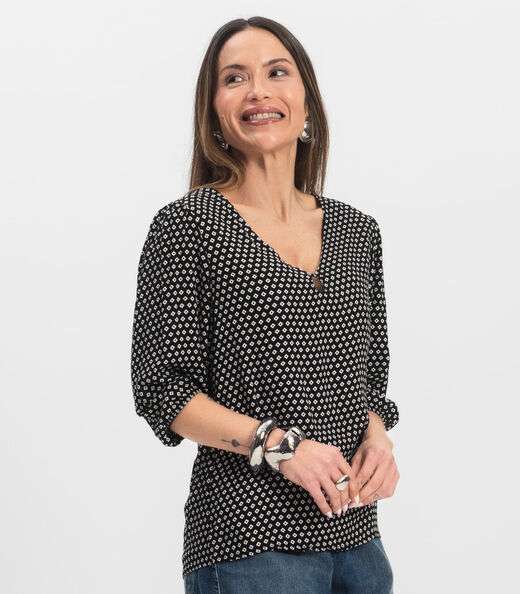 Blusa Manga Curta Infinita Cor Preto