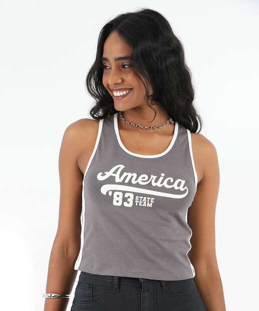 Image_Blusa Regata Feminina Frase Listras Marisa Cinza