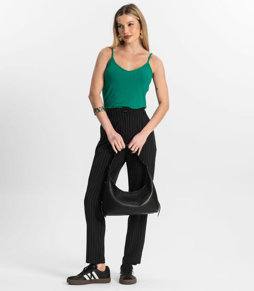 Blusa De Alça Feminina Ribana Canelada Rovitex Verde