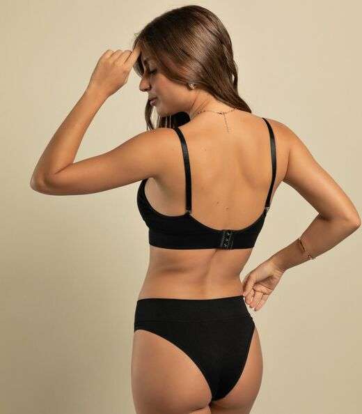 Calcinha Tanga Cós Largo Sem Costura Basic Pro Preto