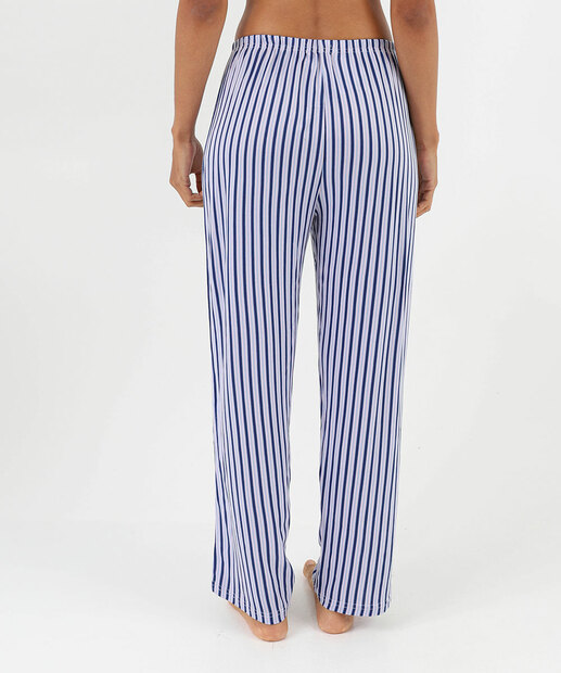 Calça Pijama Feminino Avulsa Listrada Marisa Azul