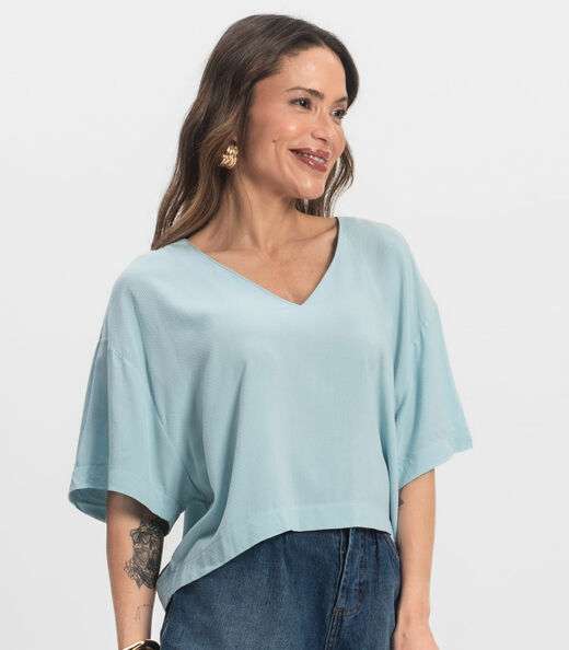 Blusa Feminina Tecido em Viscose Infinita Cor Azul