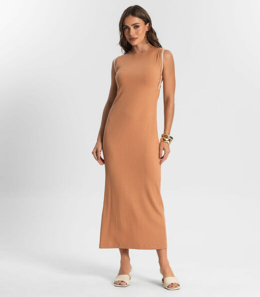Image_Vestido Midi Em Ribana Canelada Endless Marrom
