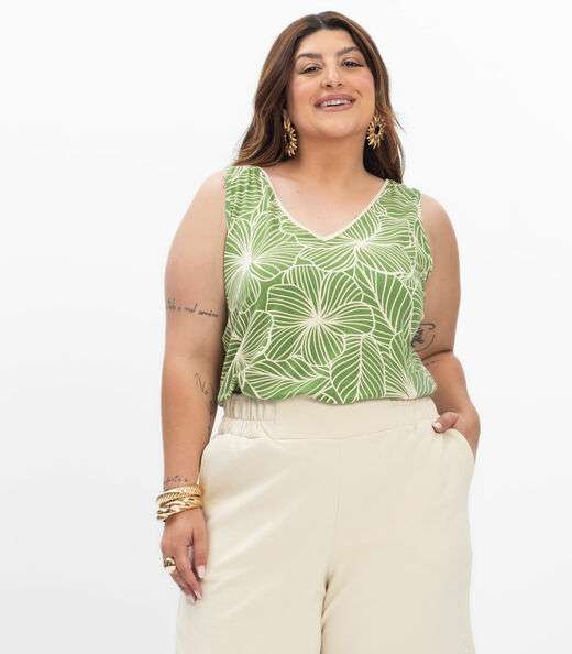 Image_Regata em Viscose Feminina Plus Size Secret Glam Verde