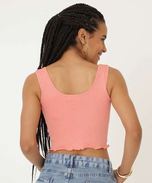 Blusa Regata Feminina Cropped Canelado Marisa
