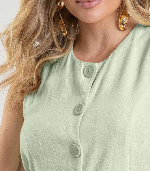 Colete Feminino em Tecido Linho Dianna Verde