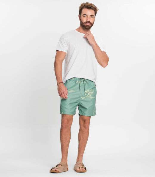 Bermuda Masculina Microfibra Estampada Rovitex Verde