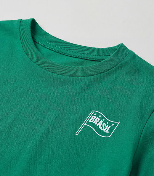 Camiseta Masculina em Cotton Leve Brasil Select Verde