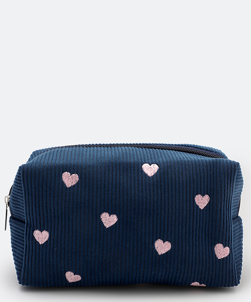 Necessaire Bordado Coração Marisa Azul