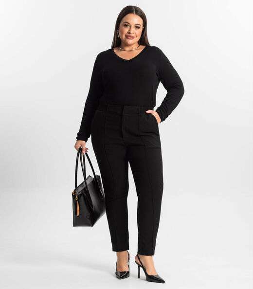 Blusa Manga Longa Visco Tricot Secret Glam Preto