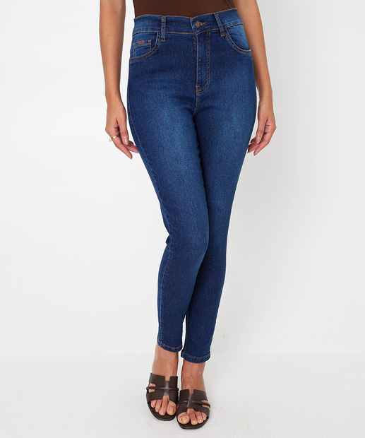 Calça Jeans Cigarrete Feminina Cintura Alta Bolsos