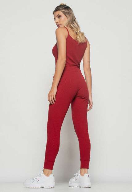 Regata  Alcinha Malha Canelada Vermelho