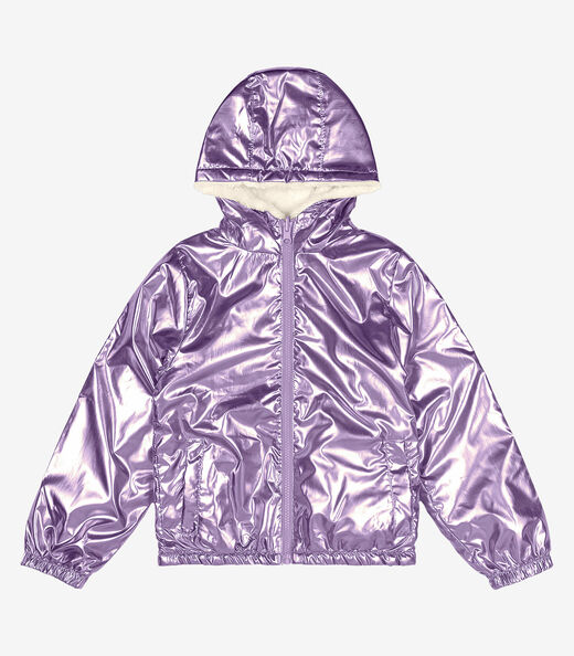 Jaqueta Infantil Puffer Metalizada Trick Nick Roxo