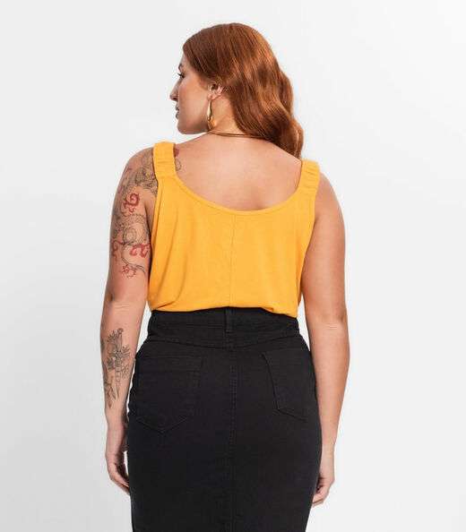 Blusa De Alça Feminina Plus Size Secret Glam Amarelo