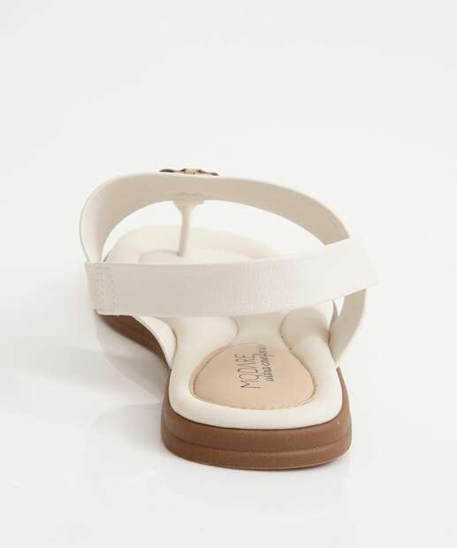 Sandália Feminina Rasteira Pedras Sintéticas Modare Off White